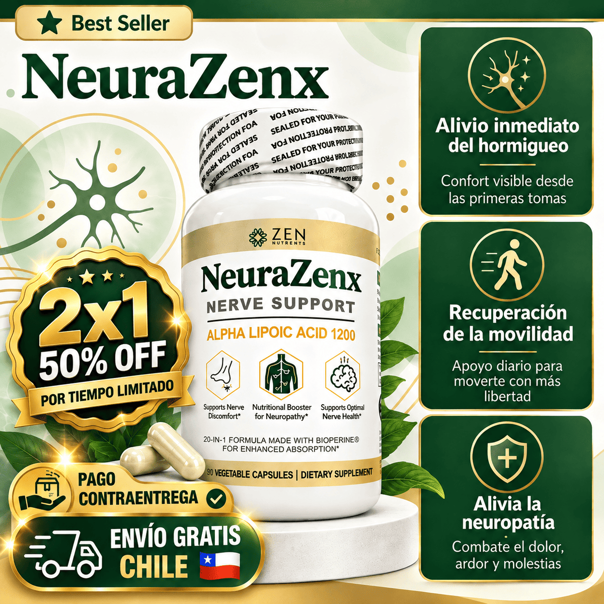 NEURAZENX® X 60 CAPS | ¡Oferta 2x1! Elimina el hormigueo y recupera la movilidad