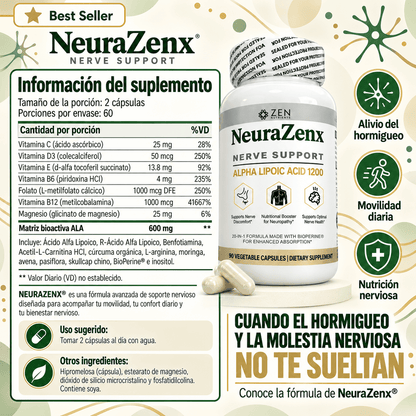 NEURAZENX® X 60 CAPS | ¡Oferta 2x1! Elimina el hormigueo y recupera la movilidad